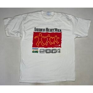 VINTAGE American Heart Walk 2001 T-shirt Men XL White Art Graphic